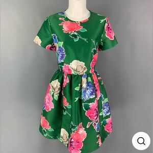EUC Kate Spade Green & Pink Floral A Line Dress